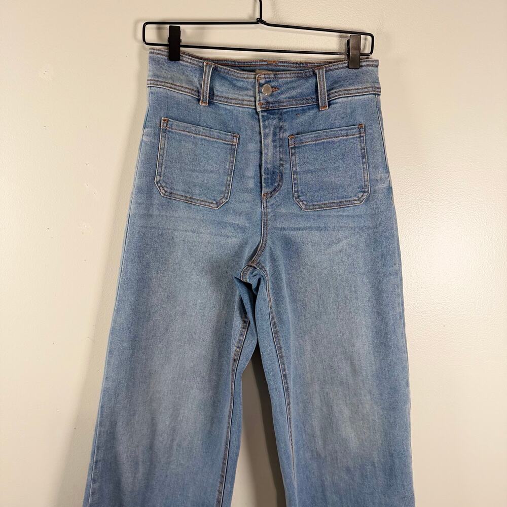 OAT New York High Rise Square Pocket Wide Leg Raw Hem Denim Jeans Size 4/27 - Picture 5 of 10